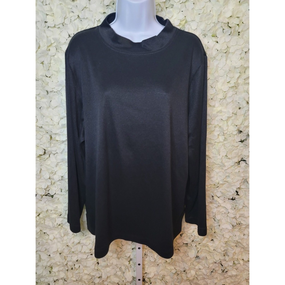 Bonworth Black Longsleeve Knit Poly Blend Mock Neck Ladies Blouse‎ XL(A)
